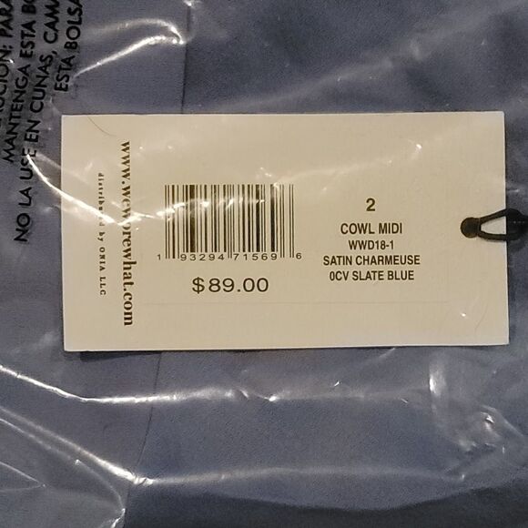 Anthropologie WeWoreWhat Cowl Satin Charmeuse Midi‎ Dress in Slate Blue Size 2 - Picture 7 of 10